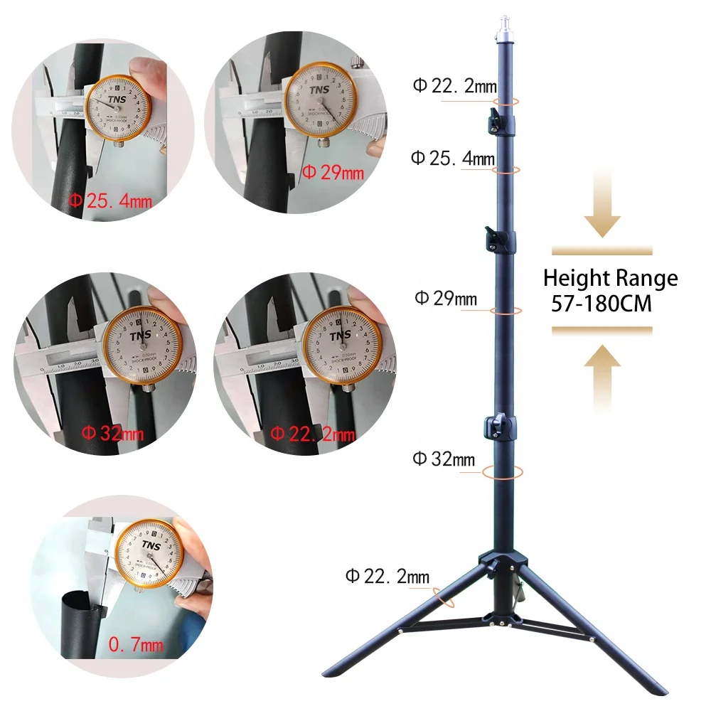 light led lamp stand work camera tripod photography adjustable recording video extendable big pipe flor stand