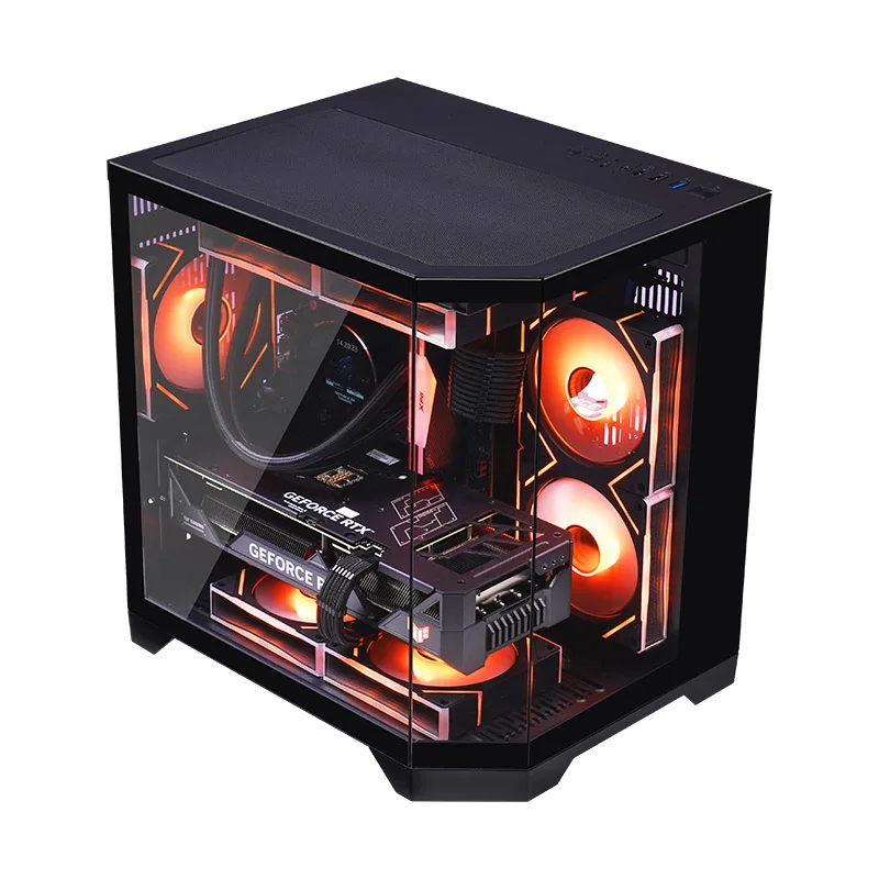 Herder Hot Sale Gamer Glass Panel Gaming PC Case Computer MATX Gaming Tower Cabinet Desktop ITX Case PC Cabinet
