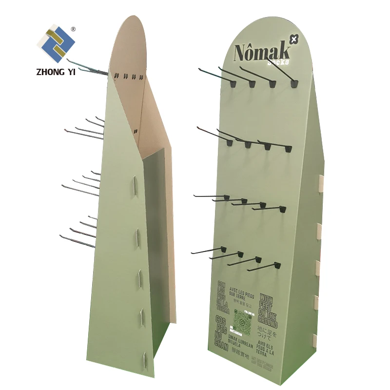 Hot Sale Customized Cardboard Hook Floor Display Stand for Supermarket Cardboard Socks Display