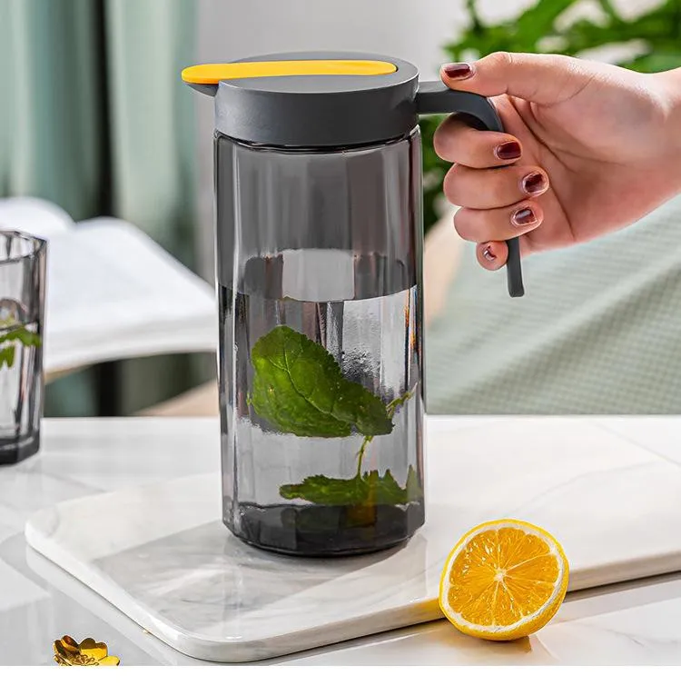 32oz 1Liter Round Glass Water Juice Jug With 4pcs Glass Cup Glass Drinking Set For Coffee Juice