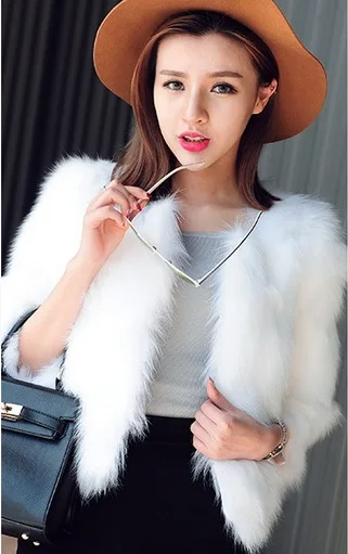KTX0076   Ladies Warm Faux Fox Fur Coats women short fur coat