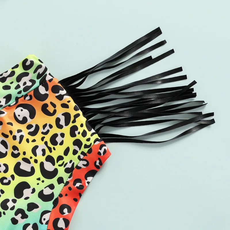 RTS tiger print tassel t-shirt rainbow print bloomers newborn baby clothes cute infant outfit sets