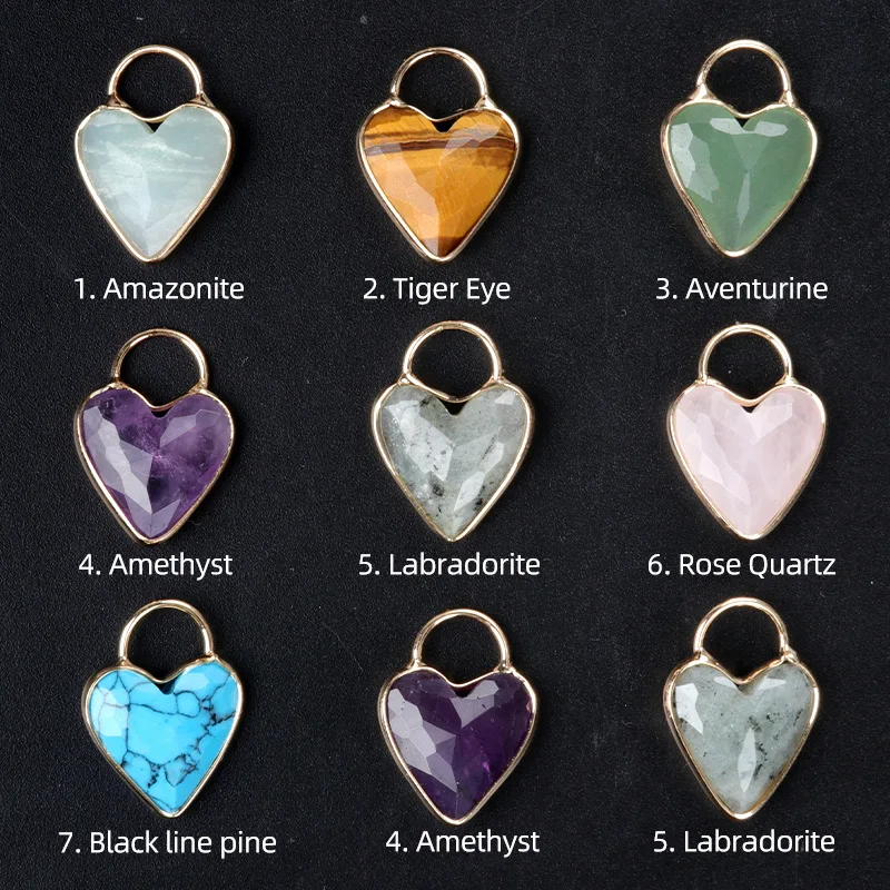 Hot Sale 18mm Crystal Heart Edge Pendant Jewelry Natural Crystal Heart Pendant DIY Heart-shaped Clavicle Necklace