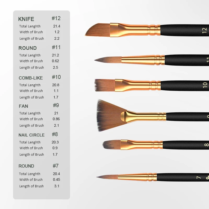 6 шт масло набор кистей в черном деревянном корпусе полюс Кисть оптовая продажа с фабрики Кисти Набор для нейл Арта, набор