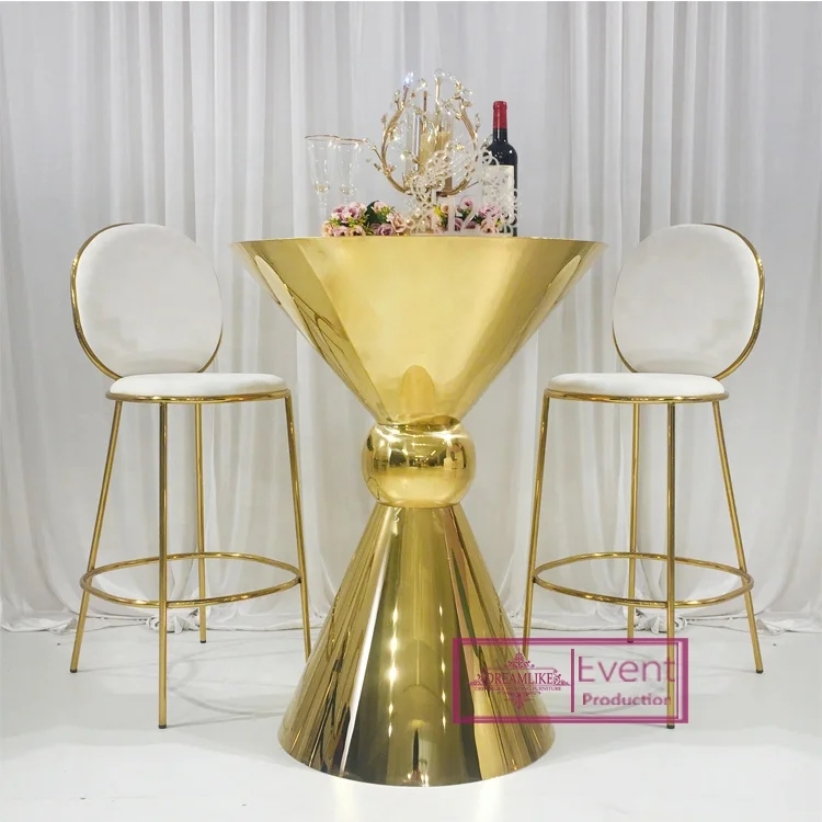 Round stainless steel cocktail bar tables set for club furniture