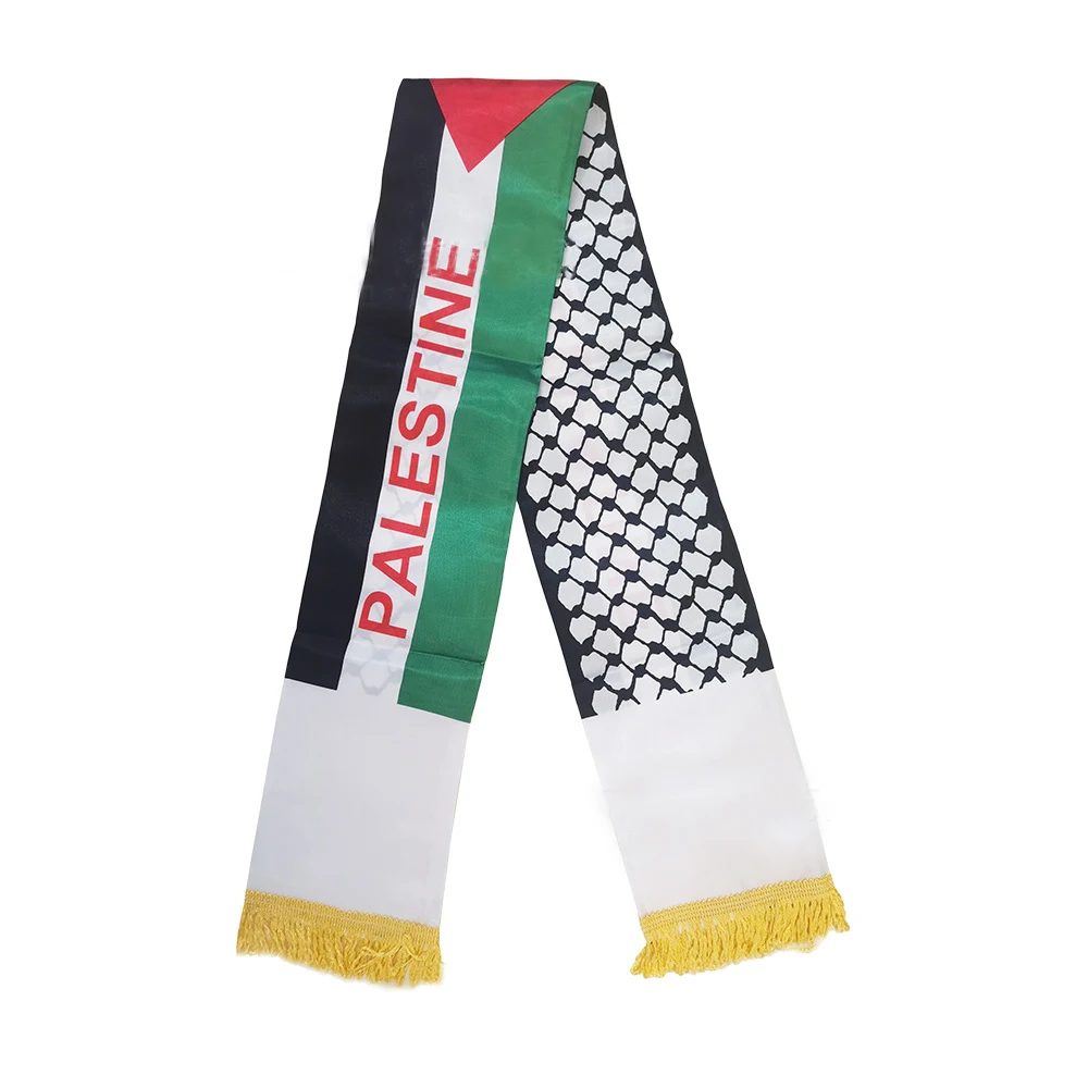 Хит продаж индивидуальный дизайн дешевый шарф с флагом Palestine 14x135 см Национальный день