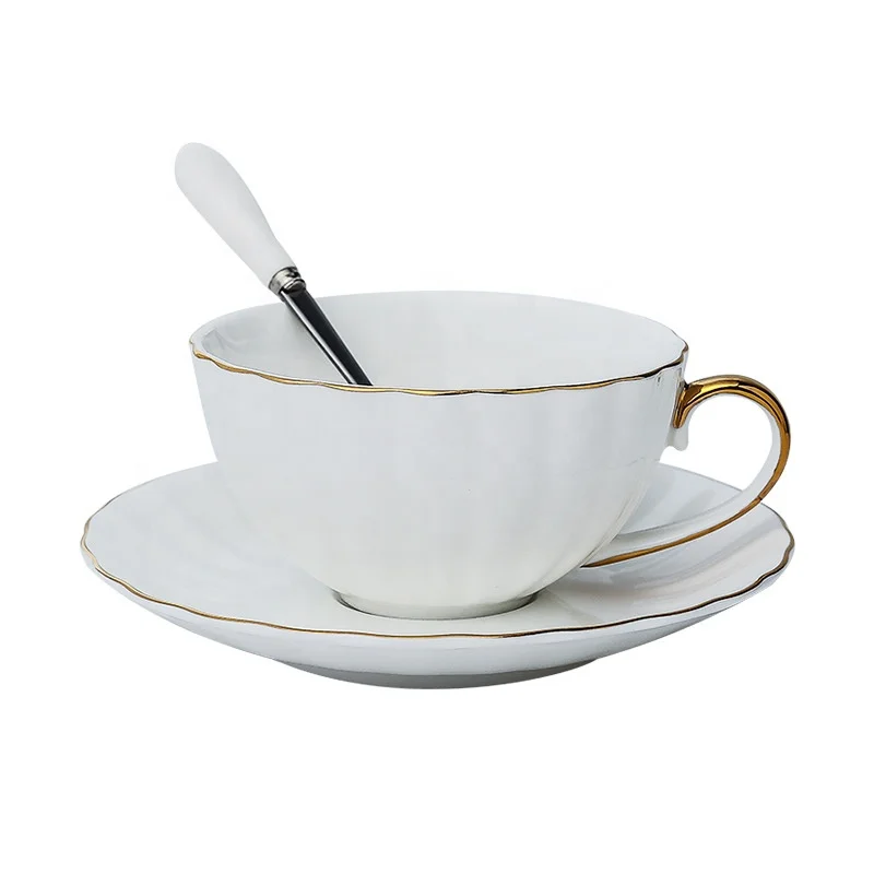 eco-friendly white porcelain bone china cups and saucers set