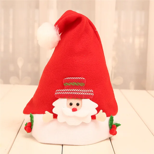 Рождественские украшения, Рождественская наклейка, мультяшная детская шапка, кукла, нетканый рог, Рождественская шапка