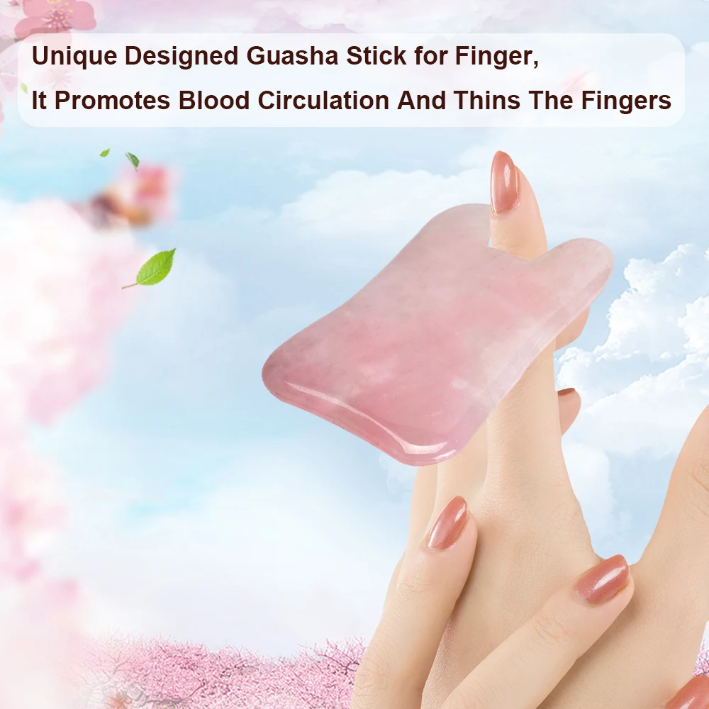 High quality 100% Jade Body Massage Gua sha Rose Quartz Facial Massage Pink Stone Crystal Rose Quartz Guasha Set