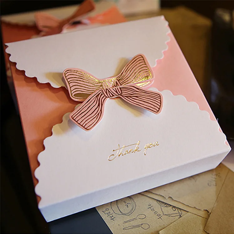 Custom printed wedding candy chocolate gift box for packaging with bow tie