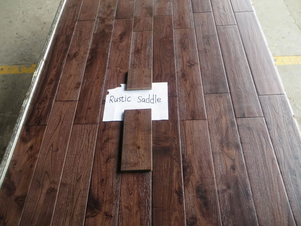 Prefinished rustic asian teak (Robinia) solid hardwood flooring Indoor modern Traditional Design ABCD Brushed Wood USA Market