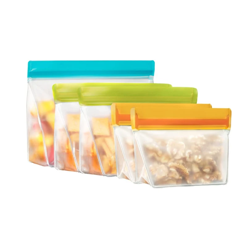 Wholesale customized Reusable Plastic Food bags leak proof freezer storage plastic bags sets