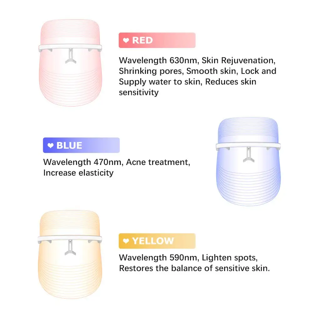 3 colors LED FACIAL MASK PHOTON MACHINE SKIN CARE PRODUCTS PARTY MASKS home use beauty equipment