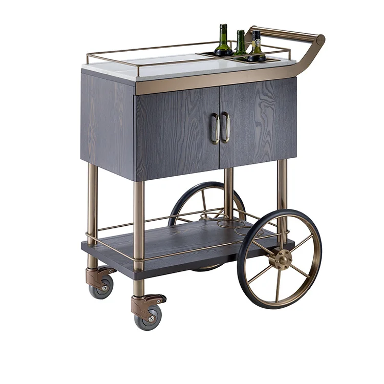 C-25 Luxury Hotel Restaurant Drink Wine Service Cart Hotel Trolley Hotel Furniture Wood+metal European