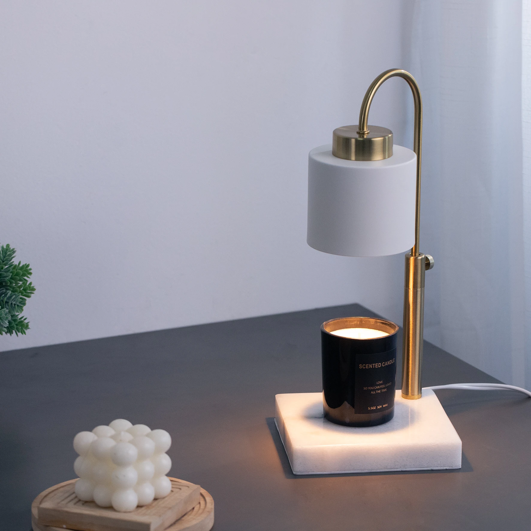 Wholesale Elegant and Luxury Natural Marble Lamp Base Adjustable Height 120V Timing Dimmable Electric Candle Warmer Lamp