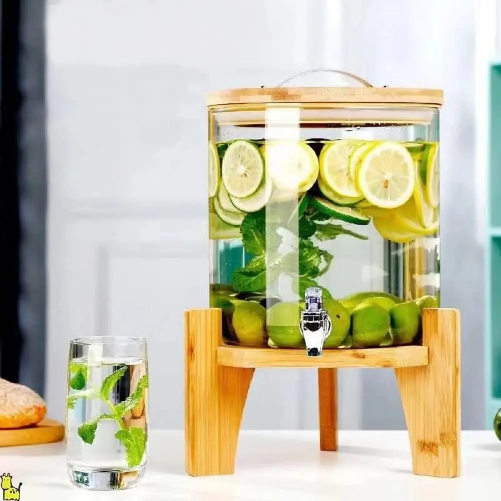 Drink Dispenser,Water Dispenser And Beverage Dispenser Stand. Fit Max 12.2 Inch Diameter Loads Up to 5 Gallons - Natural Bamboo