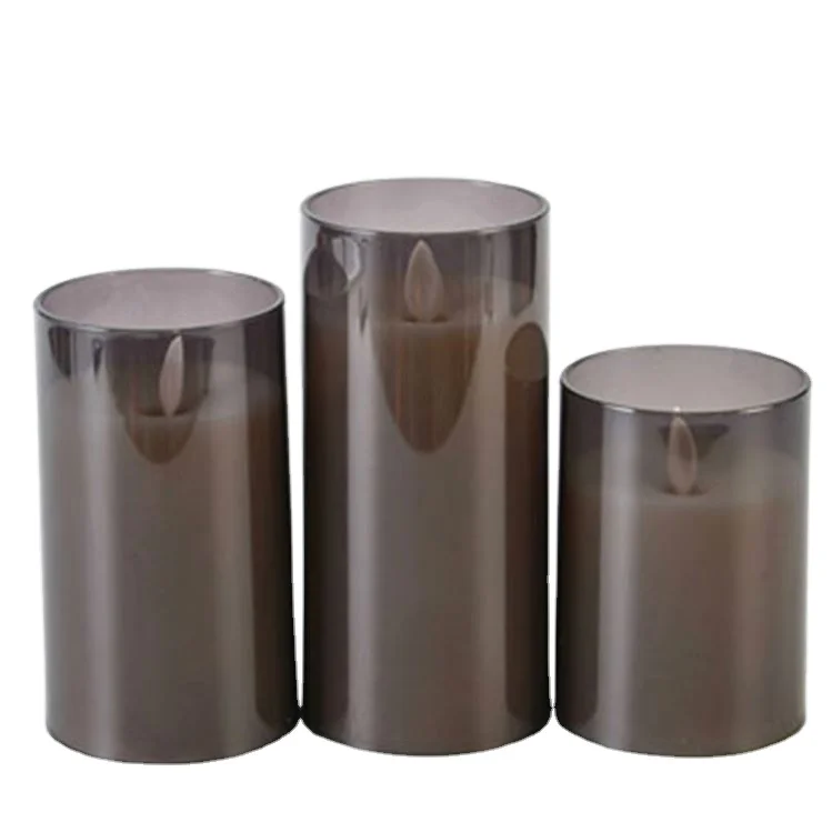 
Best Sale Battery Operated LED Flameless plastic Pillar Candles in Cream with flickering wick 