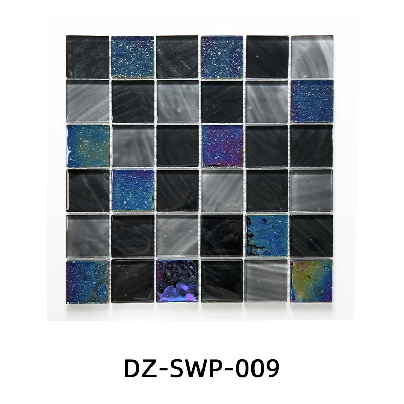 Custom Rainbow Mosaic Swimming pool Mosaic Swimming Pool Ceramic Tile Bathroom Crystal Black Mosaic Tiles With Varied Colors