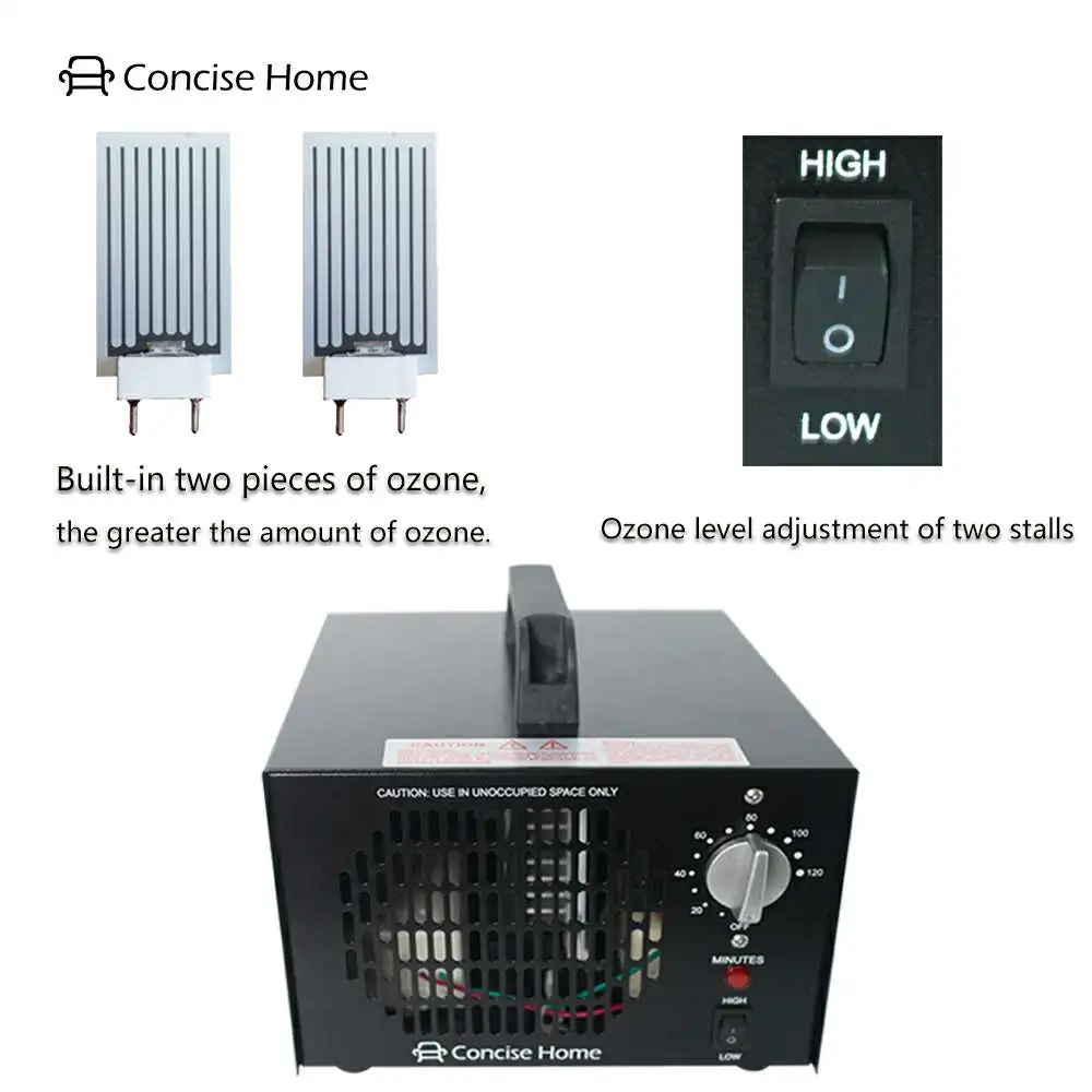 Ace Sea 10000mg Industrial O3 Home and Hotel Air Purifier Black Deodorizer Commercial Car Ozone Generator