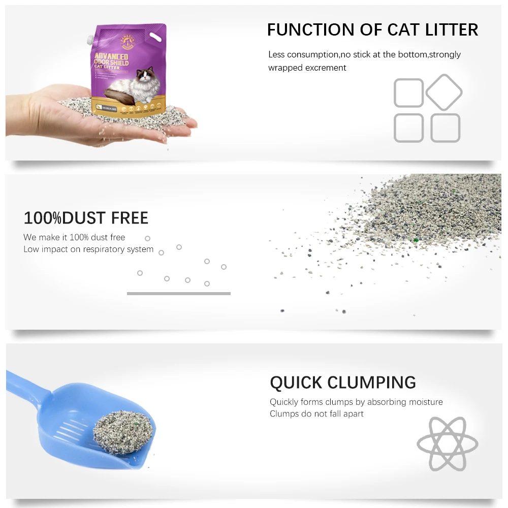 Pan&Sun Litter For Cats Easy To Clean Bentonite Cat Litter Sand High Quality No Chemical Contains