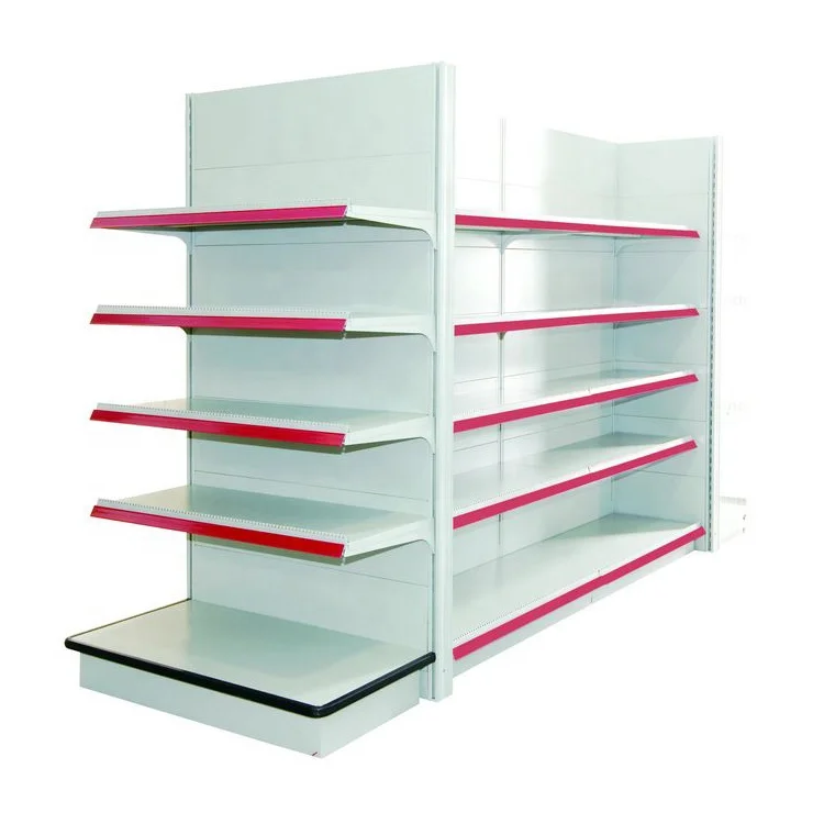Double Surface Metal Steel Gondola Shelving Rack for Supermarket Retail Display Snacks
