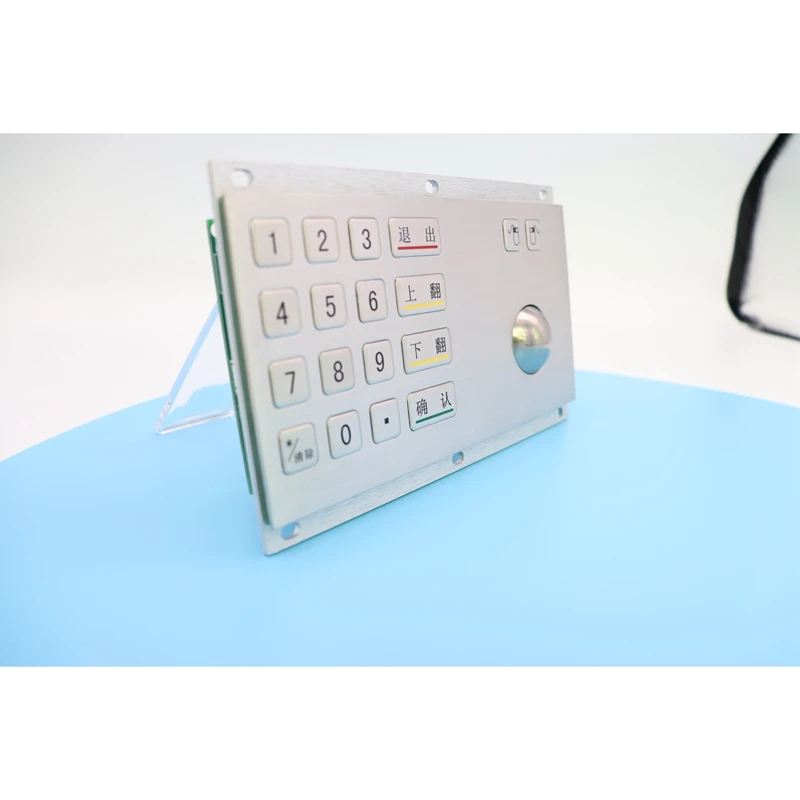 
18 Keys IP65 waterproof Industrial Keyboard stainless steel trackball with integrated numeric keypad 