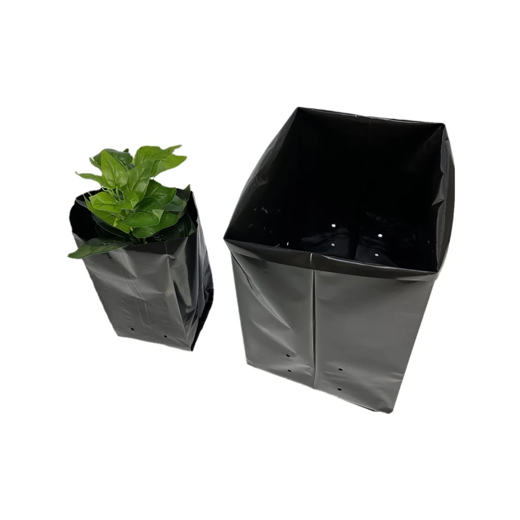 Garden Plant Fruit Vegetable Flower Planter Plastic Seedling Bag PE Nursery Plant Grow Bags with Breathable Holes