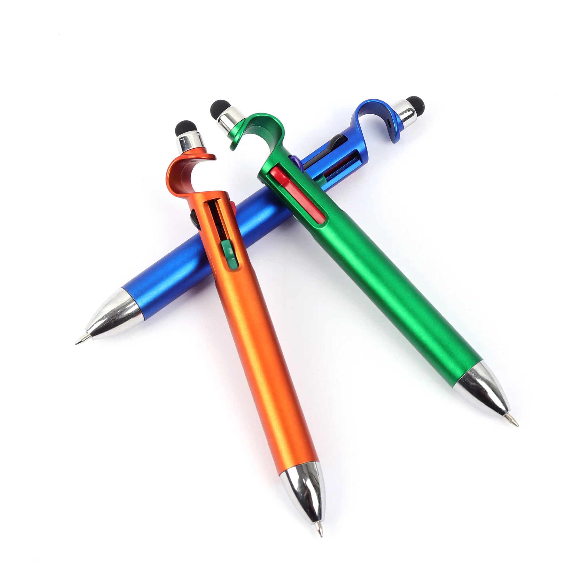 Wholesale screen soft touch stylus pens phone holder office gel pen  Multi-Color 3 in 1 multi function pens with custom logo