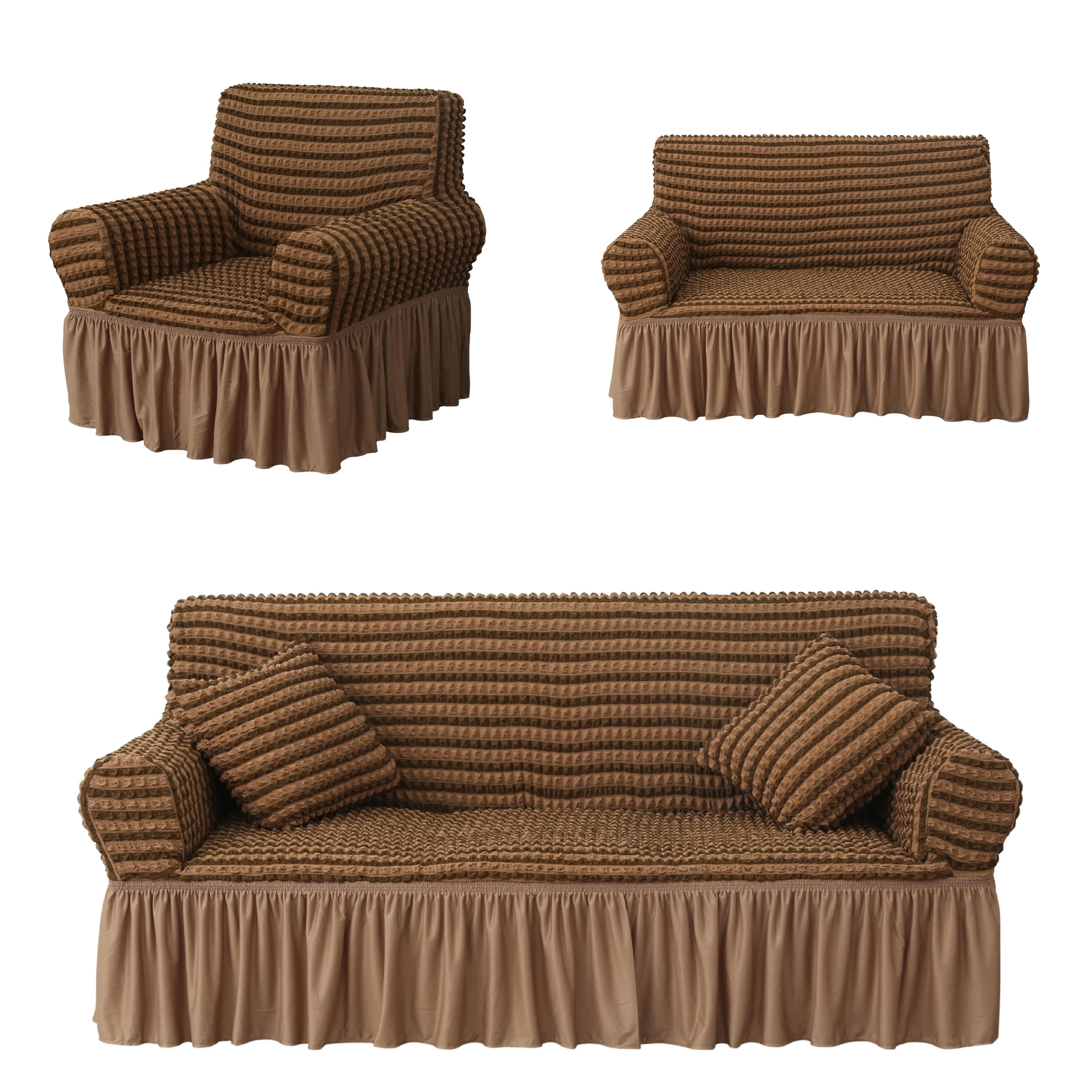 Hot Sale Loveseat Cover 3 Pieces Easy Fitted Sofa Couch Cover Universal High Stretchable Durable Furniture Protector With Skirt