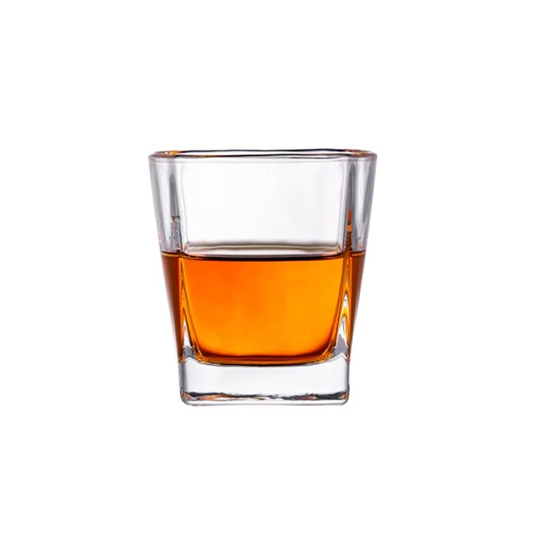 Custom logo crystal square base whiskey glass Scotch Cups Wine Cup Home Bar Drinkware