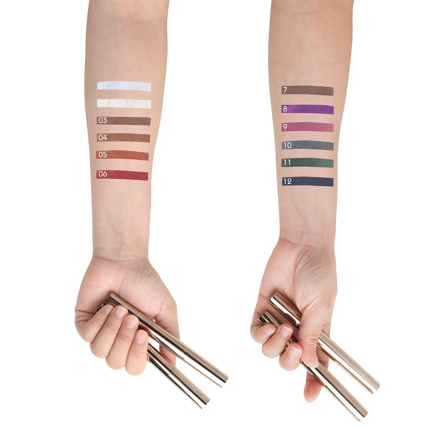 Engbo лучшие тени для век, 12 видов цветов буфами на рукавах 2 в 1 тени для век Карандаш металлической отделкой мульти мерцание в естественном стиле длительный