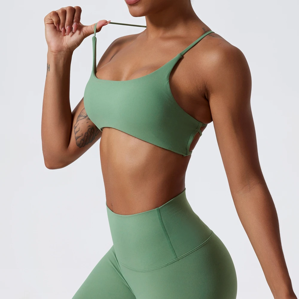 Sexy Soft Gym Fitness Wear Athletic Clothing Women Cross Back Backless Sport Bras Padded Workout Yoga Crop Tank Top