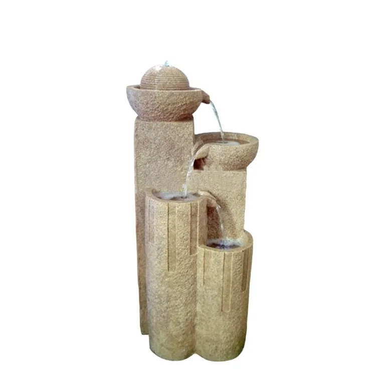 Hot sale Furnishings Sand Stone Cascade Tiers Lighted Fountain