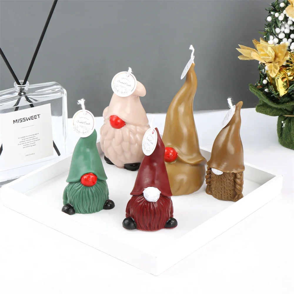 Christmas Dwarf Silicone Mold 3D Dwarf Doll Candle Molds Bearded Gnomes Soap Mould DIY Christmas Santa Gnome Ornament Resin Mold