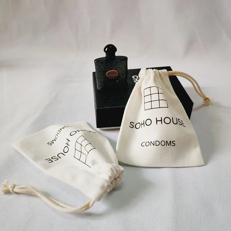 Органический белый Хлопковый мешочек для ювелирных изделий, дешевые подарочные мешочки для ювелирных изделий на шнурке