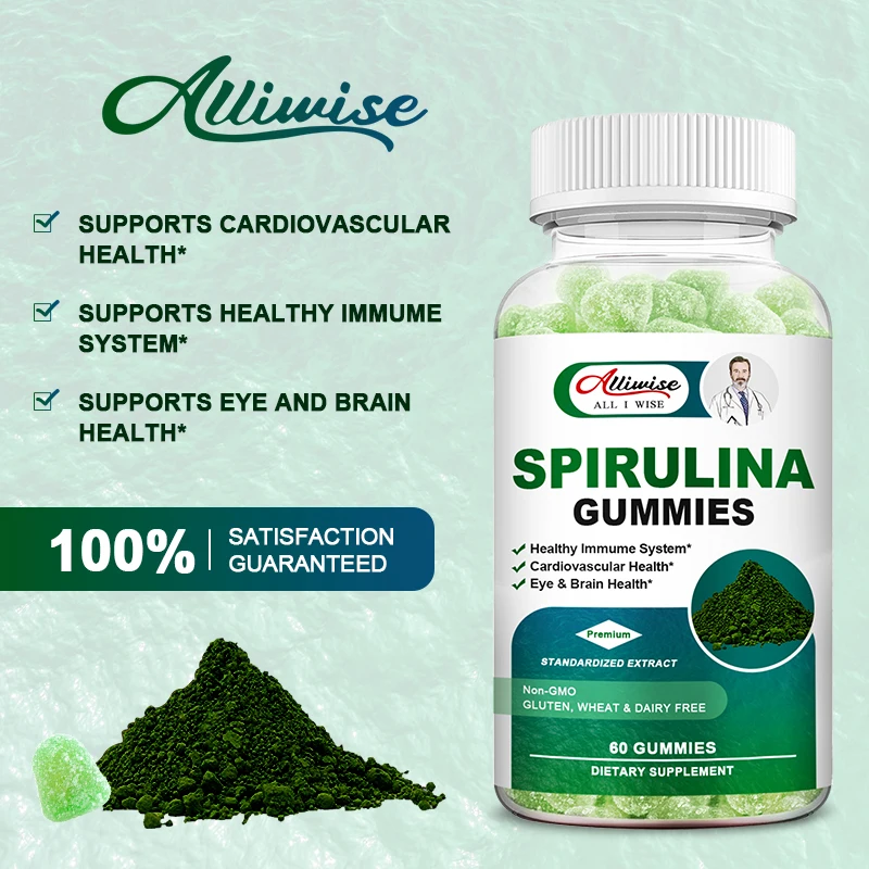 Alliwise OEM 60pcs Gastrointestinal Optimization Spirulina Gummies Promotes Digestion spirulina Gummies