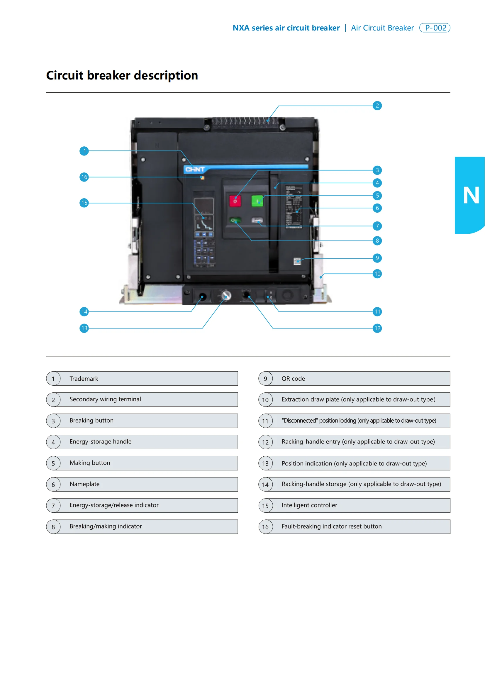 CHINT NXA Series Manual Operation Air Circuit Breaker Basic 3P 4P 80KA Drawout ACB NXA20N 630A 800A 1000A 1250A 1600A 2000A