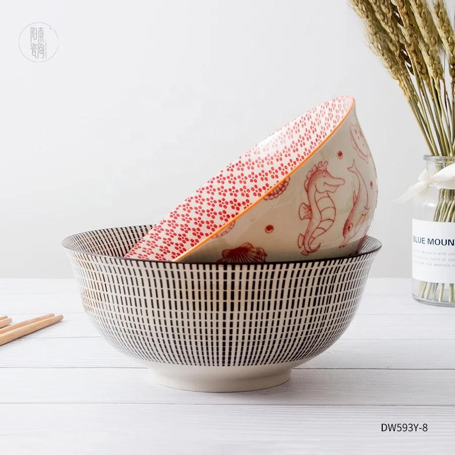 Китайские фарфоровые круглые чаши для хлопьев, недорогая керамическая миска для смешивания супа, лапши, риса, салата