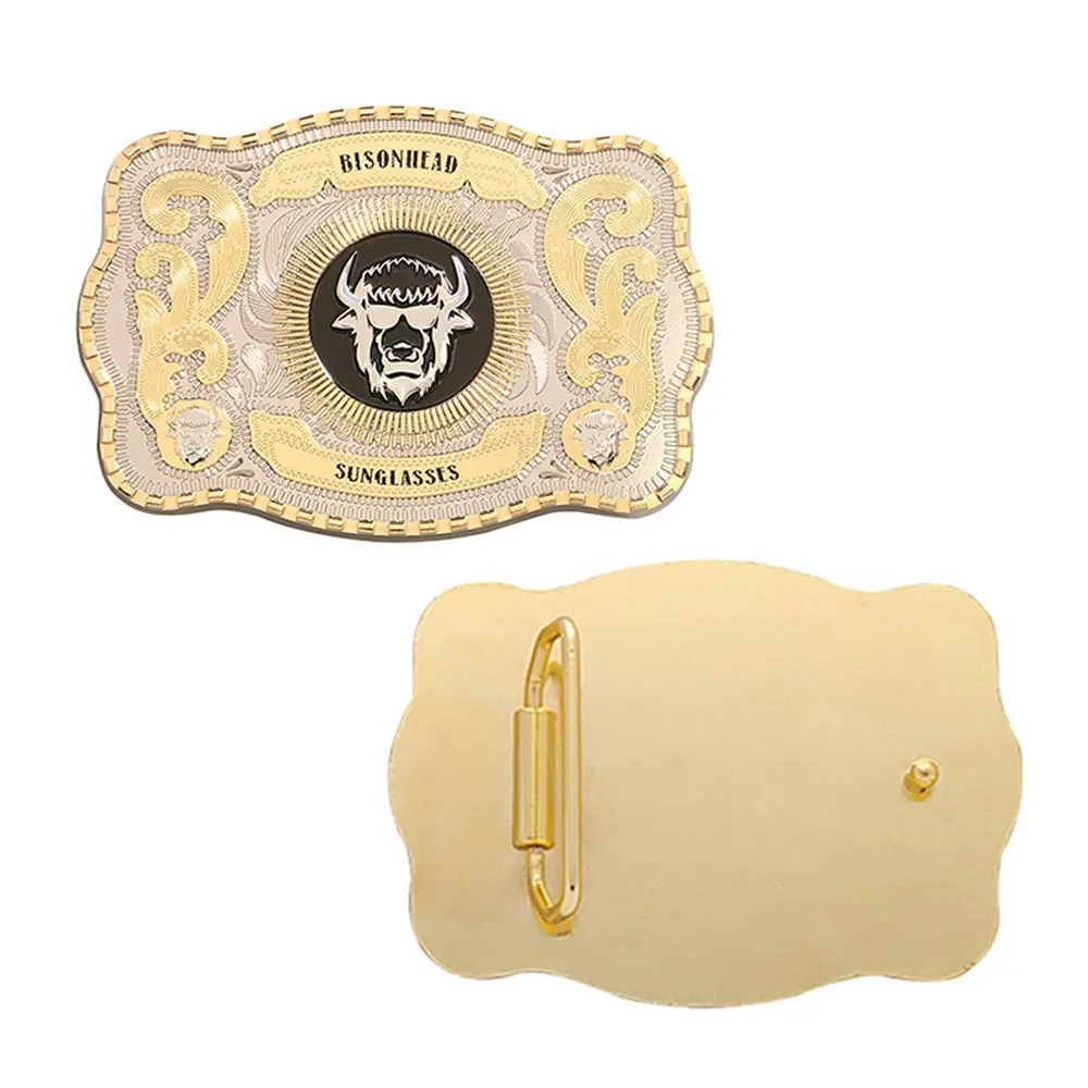 Custom Low Price 3D Design Personalized Western Cowboy Gold Metal Men Belt For Man