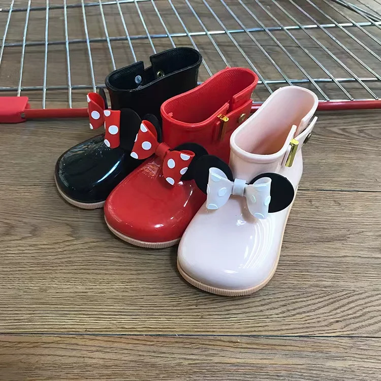 Four seasons new fashion children wave dot bow children rain shoes princess student short wear rain shoes