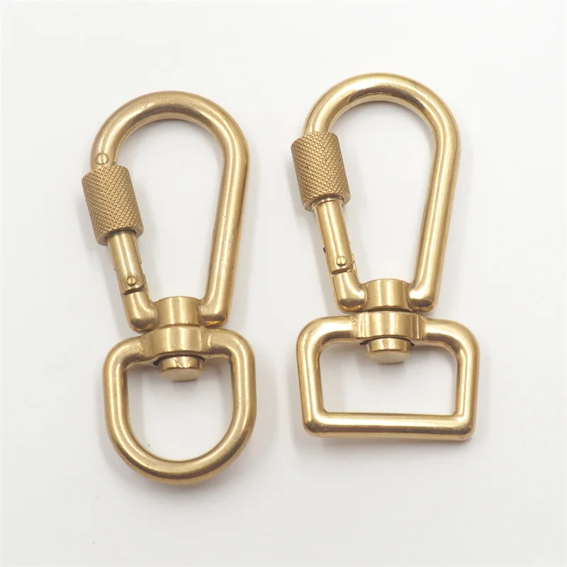 Solid brass spring snap hook with lock carabiner with screw swivel for dog bag