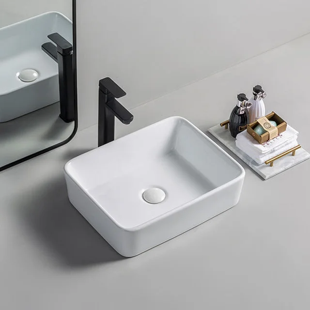 small size bathroom sinks square white hand washing ceramic basin sink countertop vessel above counter art table top