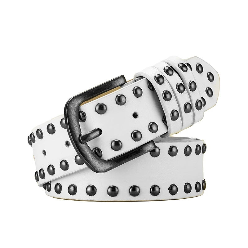 2022 New Products Attractive Style Studded Casual Pu Leather Belts Punk Rock Rivets Leather Belt With Pin Buckle