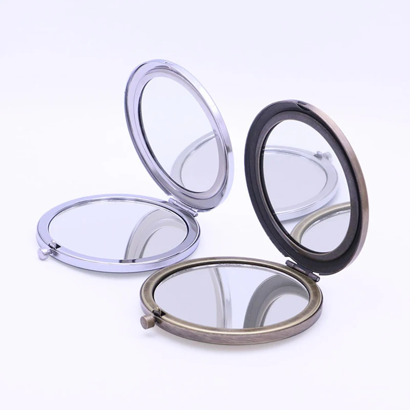 Factory Travel Makeup Mirror Compact Portable for Handbag Purse Pocket Folding Handheld Double Side Round