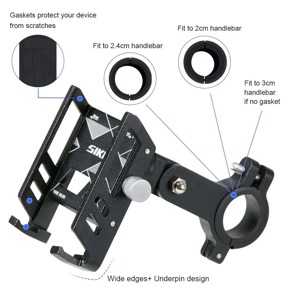 Anti-fall Bicycle Phone Holder Bendable Double Rotation Bike Holder Rack Smart Phone Holder For Bike