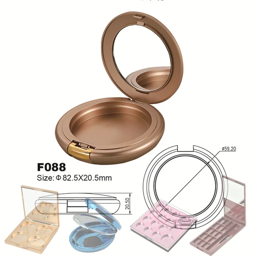 Customized wholesale compact blush case private label blush packaging empty round powder blush case with mirror