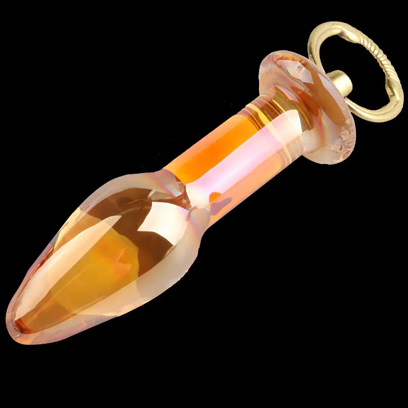 Wholesale crystal glass dildo pyrex anal bead plug sex toys for women