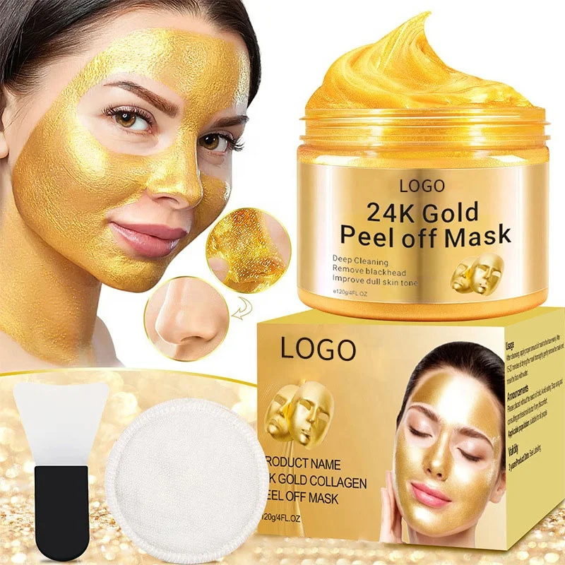 120g Private Label Organic Face Skin Care Face Mask Deep Cleaning Remove Blackhead 24K Gold Peel Off Mask