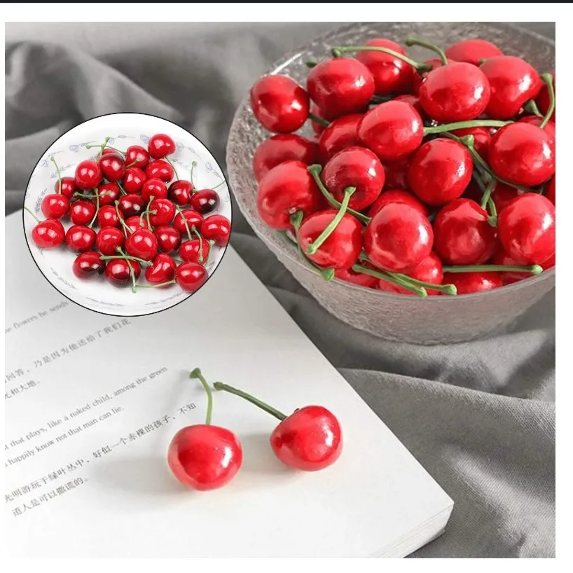 Cheap Lifelike Artificial Fruits imitation Fruit for Home Decorative cherry