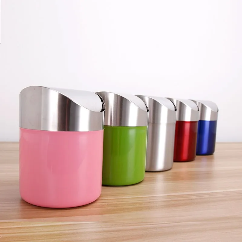 Small Size Stainless Steel Trash Bin Cheap Price Mini Dustbin 1.8L Office Desk Dustbin mini car trash bin